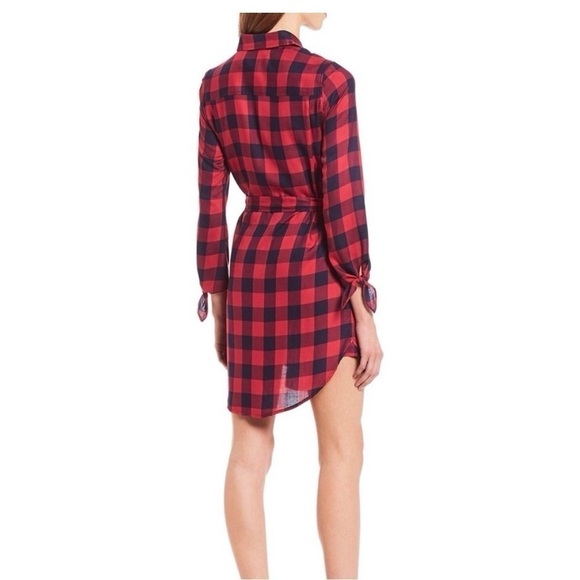 Draper James Buffalo Check Tie Sleeve Dress Size 0 Spring Casual Date Night‎ - Picture 3 of 13